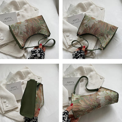 Women's Underarm Bags Autumn 2022 Trendy New Oil Painting Shoulder Bag Cute Simple Handbags And Purses Female Travel Small Totes