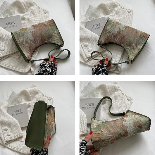 Women's Underarm Bags Autumn 2022 Trendy New Oil Painting Shoulder Bag Cute Simple Handbags And Purses Female Travel Small Totes
