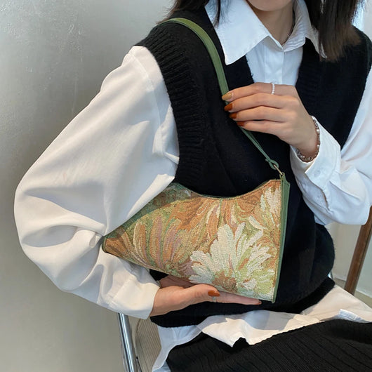 Women's Underarm Bags Autumn 2022 Trendy New Oil Painting Shoulder Bag Cute Simple Handbags And Purses Female Travel Small Totes