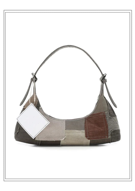 Trendy Patchwork Canvas Underarm Bag Retro Women's Clutch Bag Designer Handbag Luxury Shoulder Bags For Women Bolsa De Hombro