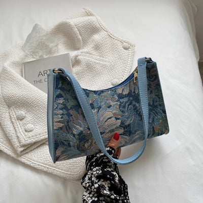 Women's Underarm Bags Autumn 2022 Trendy New Oil Painting Shoulder Bag Cute Simple Handbags And Purses Female Travel Small Totes