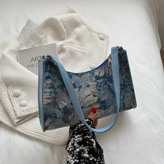Women's Underarm Bags Autumn 2022 Trendy New Oil Painting Shoulder Bag Cute Simple Handbags And Purses Female Travel Small Totes