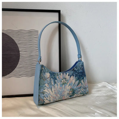 Women's Underarm Bags Autumn 2022 Trendy New Oil Painting Shoulder Bag Cute Simple Handbags And Purses Female Travel Small Totes