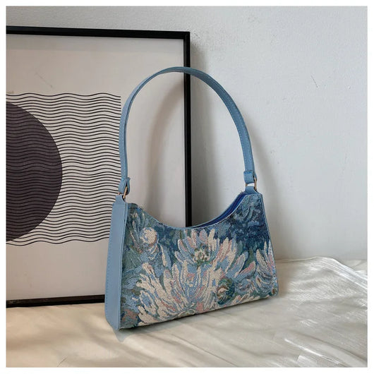 Women's Underarm Bags Autumn 2022 Trendy New Oil Painting Shoulder Bag Cute Simple Handbags And Purses Female Travel Small Totes