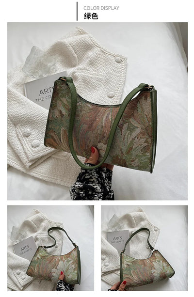 Women's Underarm Bags Autumn 2022 Trendy New Oil Painting Shoulder Bag Cute Simple Handbags And Purses Female Travel Small Totes