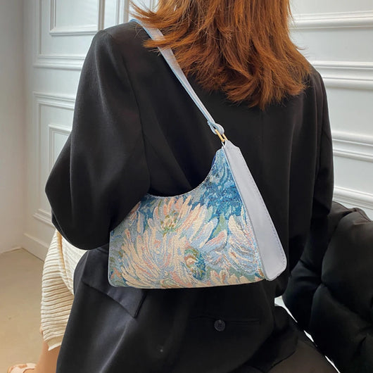Women's Underarm Bags Autumn 2022 Trendy New Oil Painting Shoulder Bag Cute Simple Handbags And Purses Female Travel Small Totes