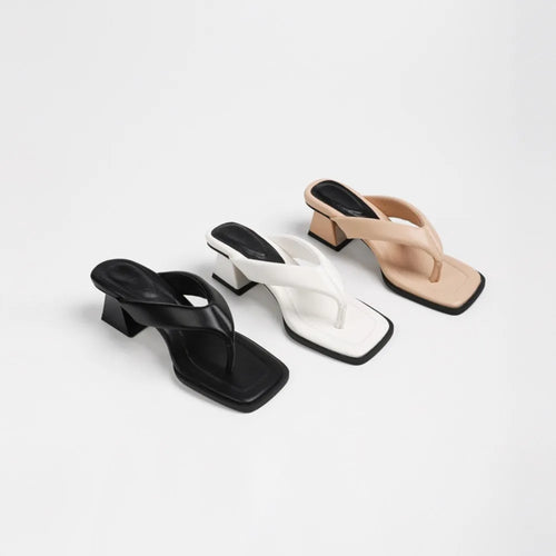Amelie Square-Toe Heeled Sandals