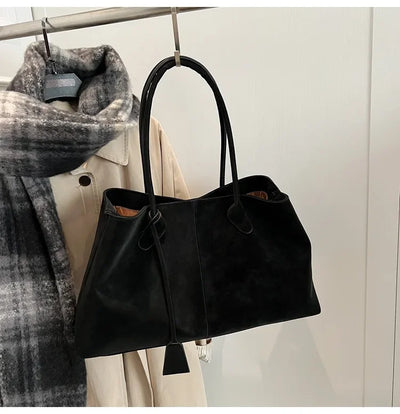 Faux Suede Solid Color High Quality Fashionable Versatile Handbag 2026 Women's Product Hot Selling Large Capacity Shoulder Bag