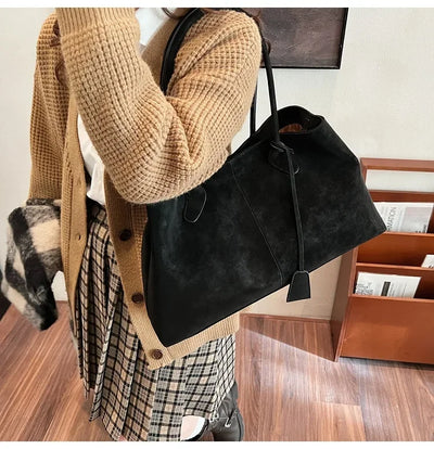 Faux Suede Solid Color High Quality Fashionable Versatile Handbag 2026 Women's Product Hot Selling Large Capacity Shoulder Bag