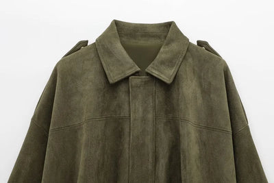 MUJER Faux Suede Bomber Jackets for Women Zip Oversized Jacket Woman Outerwears Padded Varsity Jackets Streetwear Women's Coats