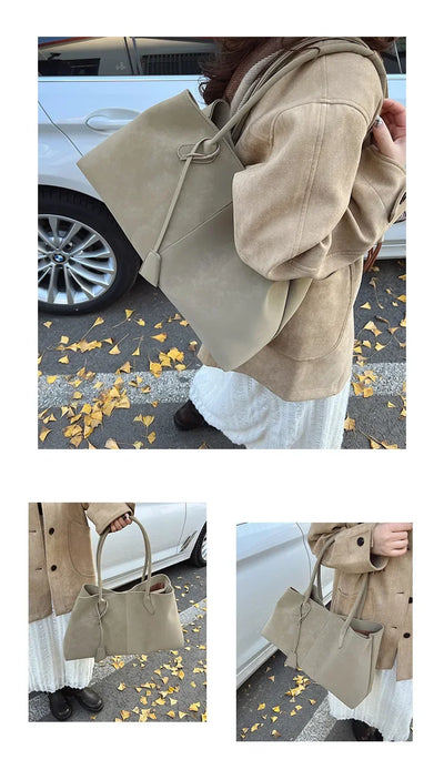Faux Suede Solid Color High Quality Fashionable Versatile Handbag 2026 Women's Product Hot Selling Large Capacity Shoulder Bag