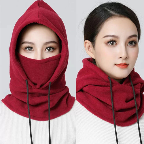 Winter Thermal Fleece Hat Hooded Outdoor Windproof Cold Warm Skiing Sport Men Women Neck Warmer Cycling Face Mask Masked Caps