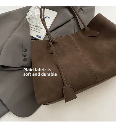 Faux Suede Solid Color High Quality Fashionable Versatile Handbag 2026 Women's Product Hot Selling Large Capacity Shoulder Bag