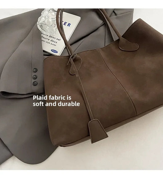 Faux Suede Solid Color High Quality Fashionable Versatile Handbag 2026 Women's Product Hot Selling Large Capacity Shoulder Bag