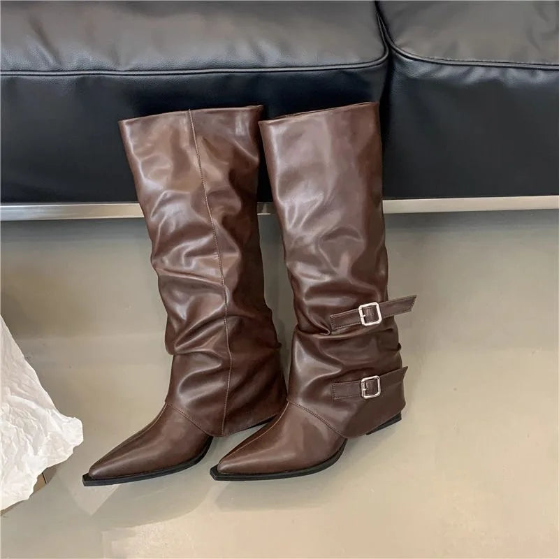 Sabine Buckle Knee-High Boots