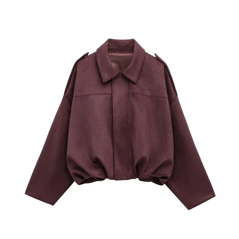 Romy Faux Suede Bomber Jacket
