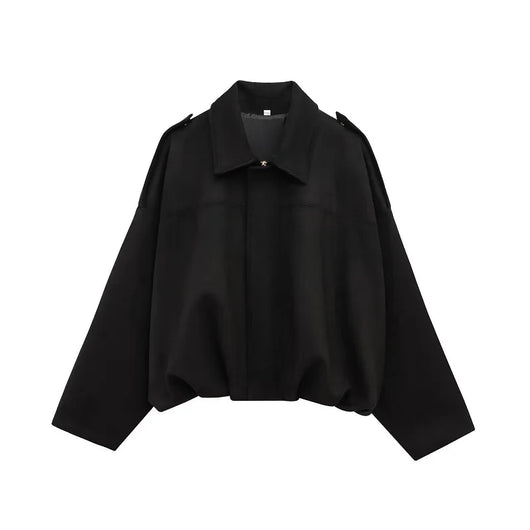 MUJER Faux Suede Bomber Jackets for Women Zip Oversized Jacket Woman Outerwears Padded Varsity Jackets Streetwear Women's Coats