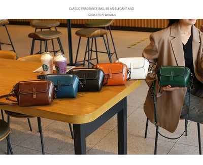 Women's Small Phone Bag Fashionable Oil Wax Cowhide Leather Handbag Versatile and Simple Shoulder Bag High Quality Crossbody Bag