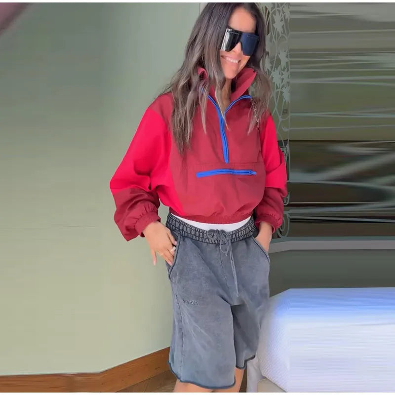 Colorblock Cropped Windbreaker