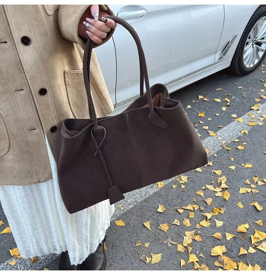 Faux Suede Solid Color High Quality Fashionable Versatile Handbag 2026 Women's Product Hot Selling Large Capacity Shoulder Bag