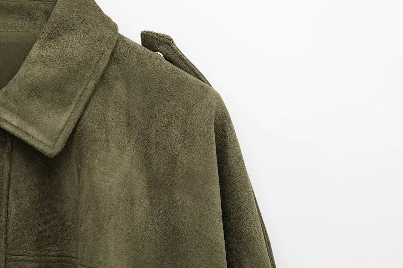 Romy Faux Suede Bomber Jacket