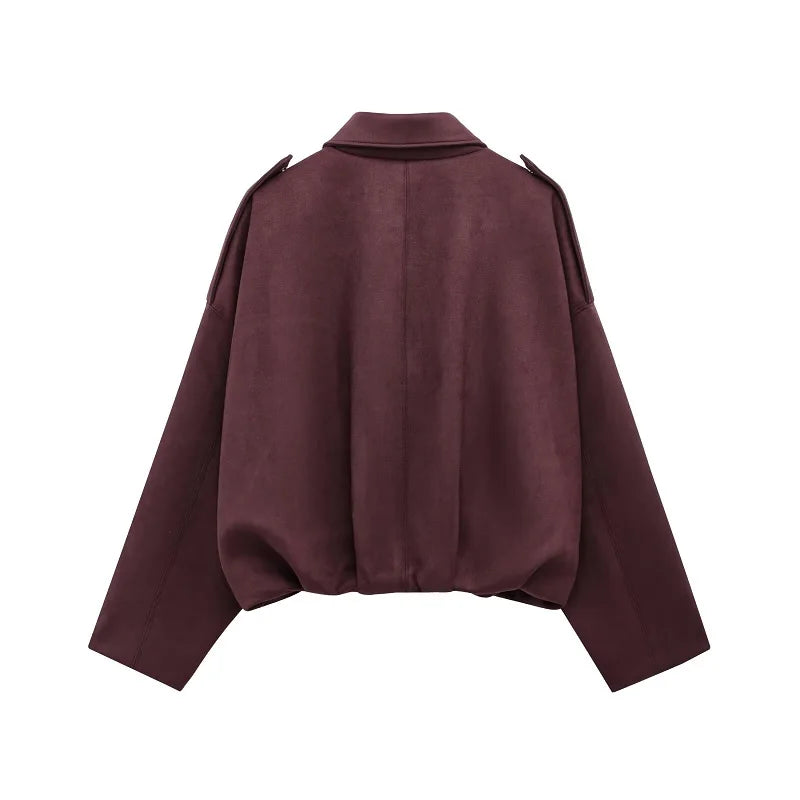 Romy Faux Suede Bomber Jacket