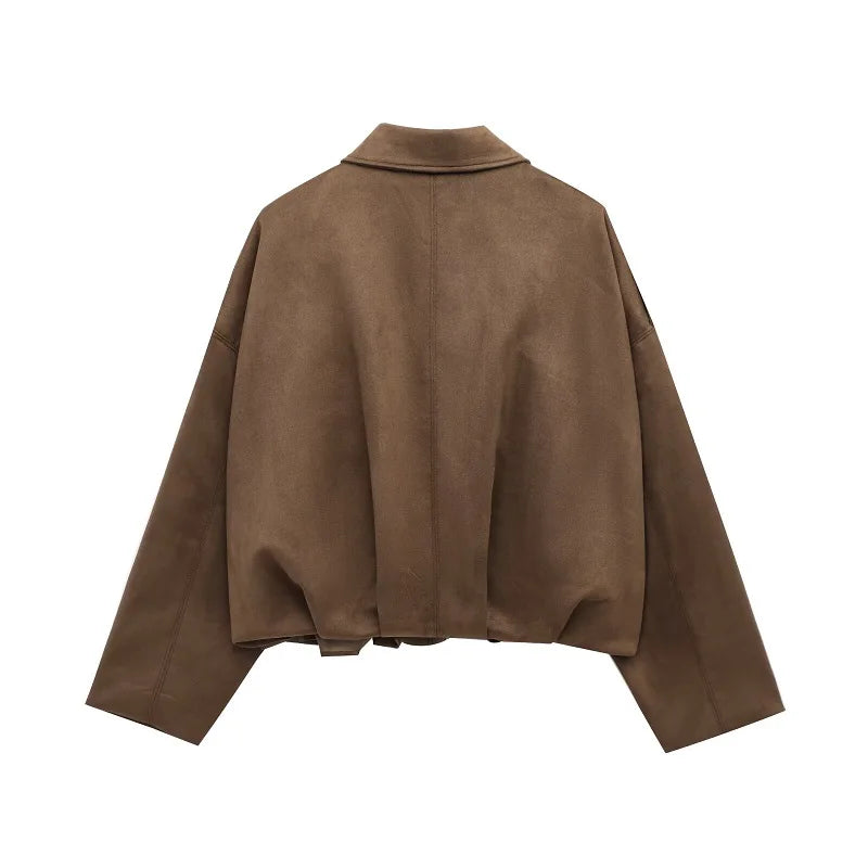 Romy Faux Suede Bomber Jacket