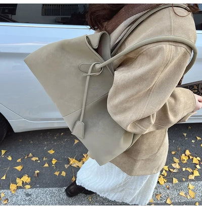 Faux Suede Solid Color High Quality Fashionable Versatile Handbag 2026 Women's Product Hot Selling Large Capacity Shoulder Bag