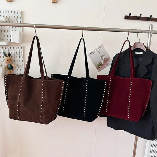 Faux Suede Solid Color High Quality Fashionable Versatile Handbag 2026 Women's Product Hot Selling Large Capacity Shoulder Bag