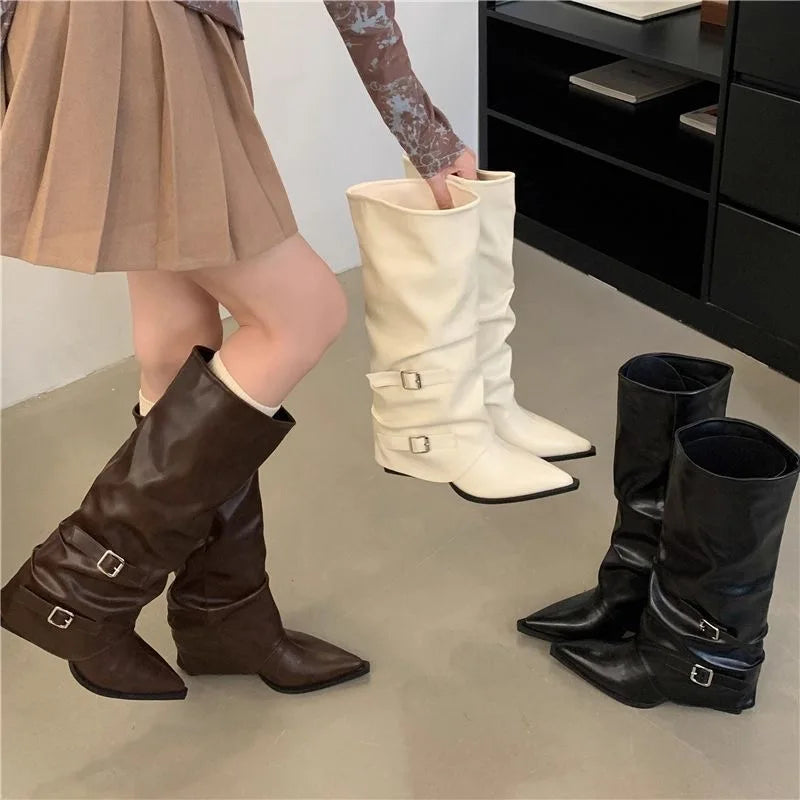 Sabine Buckle Knee-High Boots