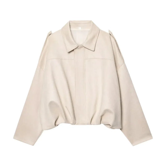 MUJER Faux Suede Bomber Jackets for Women Zip Oversized Jacket Woman Outerwears Padded Varsity Jackets Streetwear Women's Coats