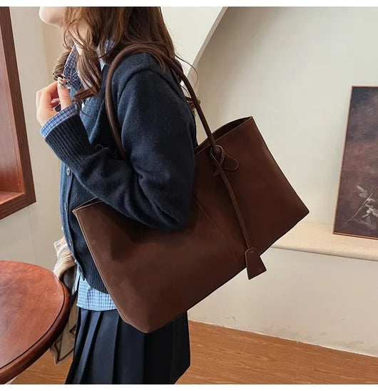 Faux Suede Solid Color High Quality Fashionable Versatile Handbag 2026 Women's Product Hot Selling Large Capacity Shoulder Bag