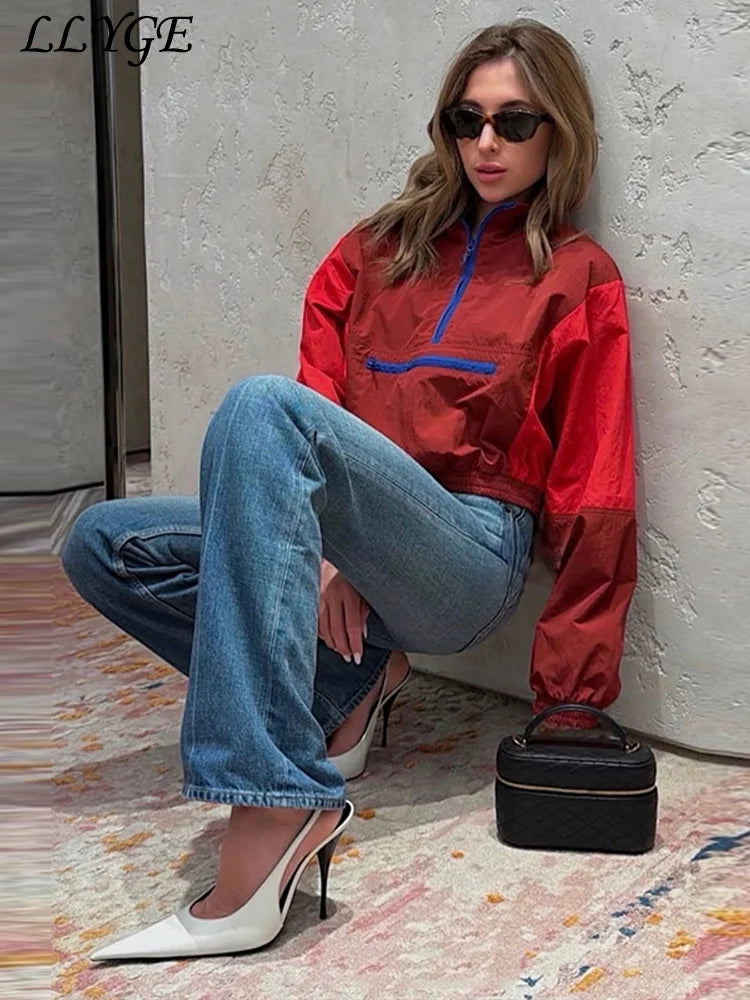 Colorblock Cropped Windbreaker