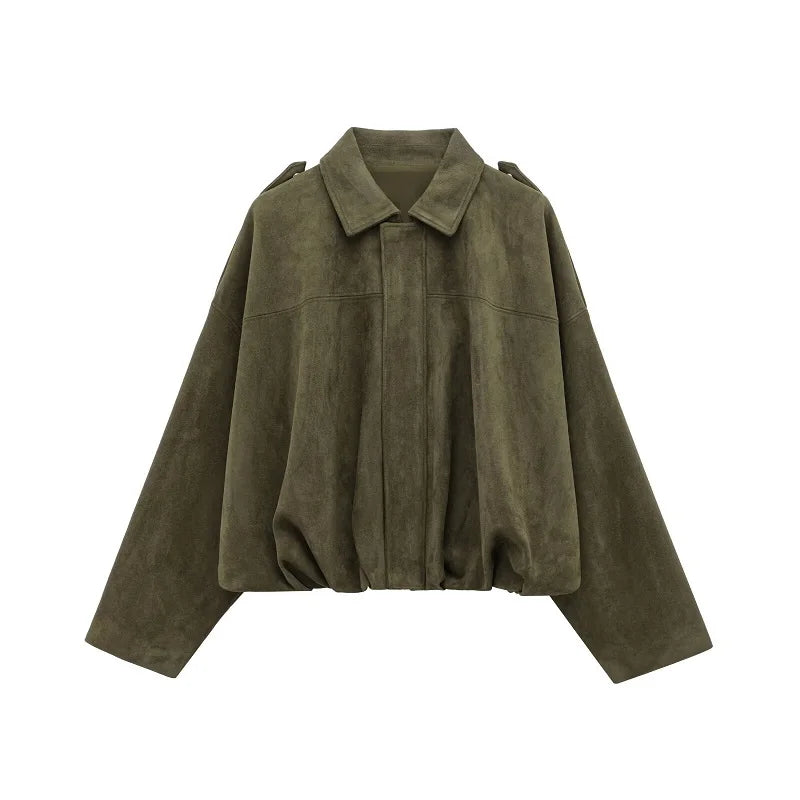 Romy Faux Suede Bomber Jacket