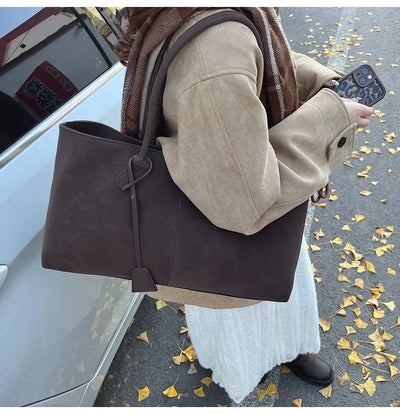 Faux Suede Solid Color High Quality Fashionable Versatile Handbag 2026 Women's Product Hot Selling Large Capacity Shoulder Bag
