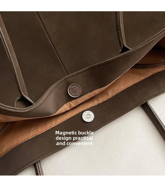 Faux Suede Solid Color High Quality Fashionable Versatile Handbag 2026 Women's Product Hot Selling Large Capacity Shoulder Bag
