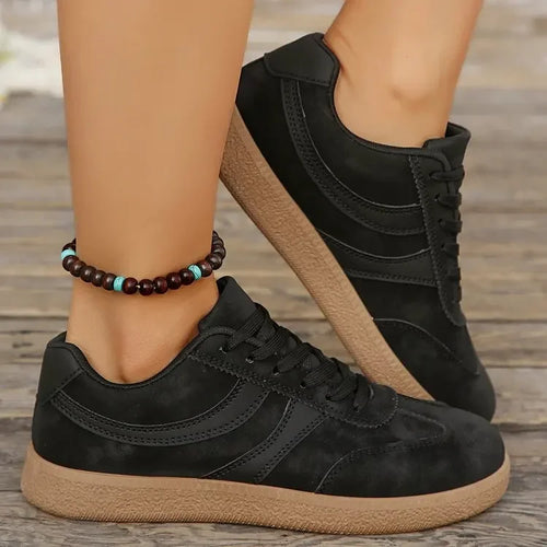 2026 New Round Toe Front Lace Up Women's Retro Sneakers , Fashionable Flat Bottom Low Top Front Lace Up Women's Training Shoes