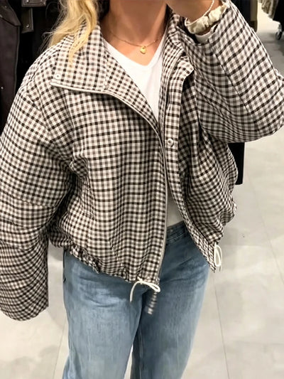 Vintage Plaid Zip Up Jacket