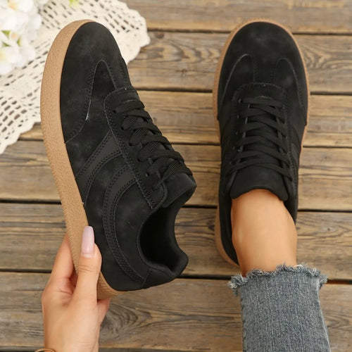 2026 New Round Toe Front Lace Up Women's Retro Sneakers , Fashionable Flat Bottom Low Top Front Lace Up Women's Training Shoes