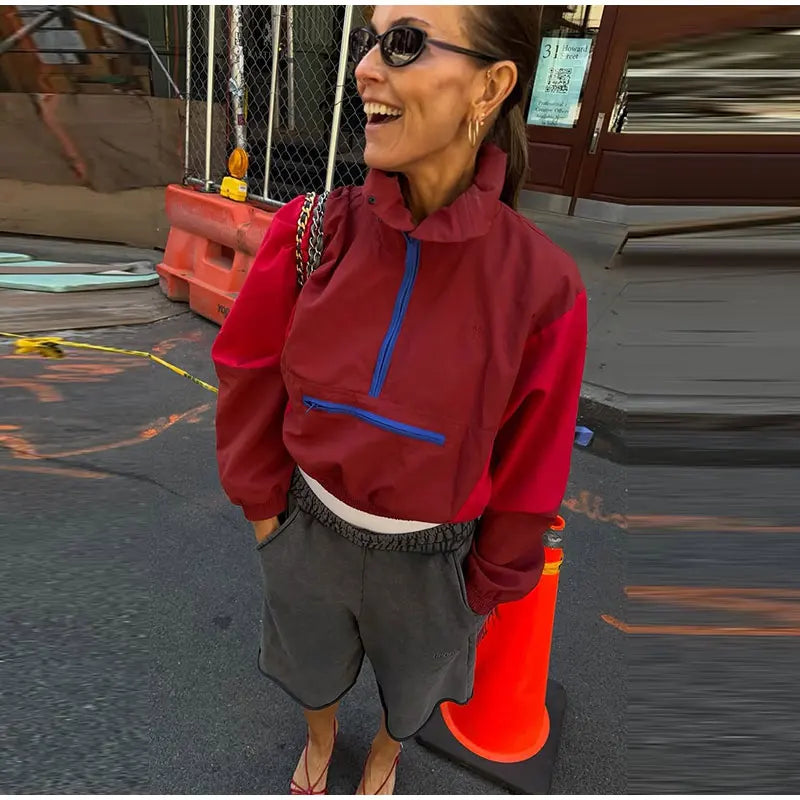 Colorblock Cropped Windbreaker