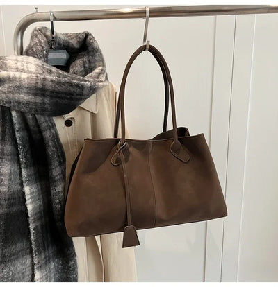 Faux Suede Solid Color High Quality Fashionable Versatile Handbag 2026 Women's Product Hot Selling Large Capacity Shoulder Bag