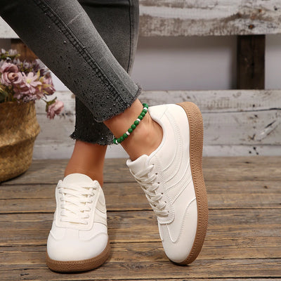 2026 New Round Toe Front Lace Up Women's Retro Sneakers , Fashionable Flat Bottom Low Top Front Lace Up Women's Training Shoes