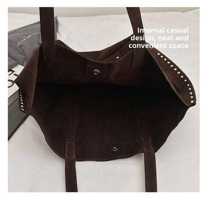 Faux Suede Solid Color High Quality Fashionable Versatile Handbag 2026 Women's Product Hot Selling Large Capacity Shoulder Bag