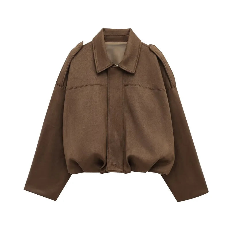 Romy Faux Suede Bomber Jacket