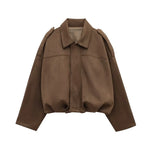 Romy Faux Suede Bomber Jacket