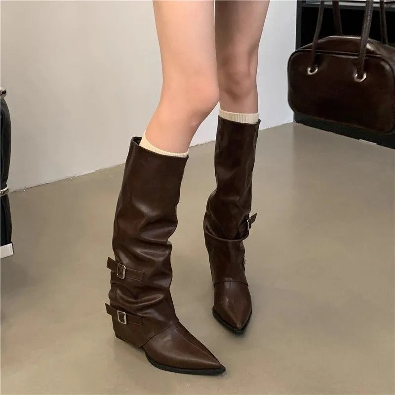 Sabine Buckle Knee-High Boots