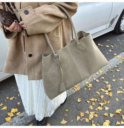 Faux Suede Solid Color High Quality Fashionable Versatile Handbag 2026 Women's Product Hot Selling Large Capacity Shoulder Bag