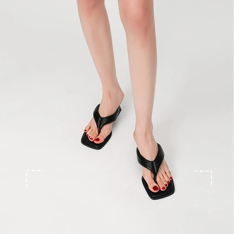 Amelie Square-Toe Heeled Sandals