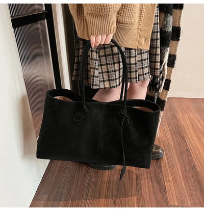 Faux Suede Solid Color High Quality Fashionable Versatile Handbag 2026 Women's Product Hot Selling Large Capacity Shoulder Bag