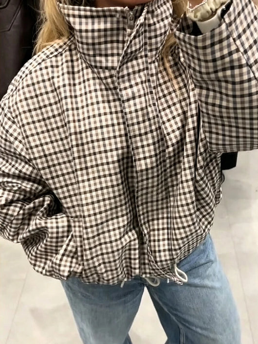 Vintage Plaid Zip Up Jacket